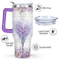 thumbnail image 3 of Purple Flowers 40 Oz Tumbler with Handle Lid and Straw, Stainless Steel Double Walled Vacuum Insulated Cup, Cute Anniversary Wedding Birthday Gifts Tumbler for Women Men Friends Outdoor Indoor, 3 of 7