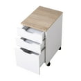 thumbnail image 4 of HomCom 24" 3-Drawer Modern Rolling Storage Cabinet Office Supply Printer Cart in White and Natural with Locking Wheels, 4 of 7