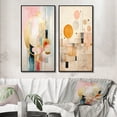 thumbnail image 1 of Designart "Retro Dreams Golden City II" Modern Geometric Framed Wall Art Set Of 2 - Modern Pink Frame Gallery Set For Office Decor, 1 of 6