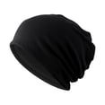thumbnail image 3 of Gorro de color liso, tipo jersey, para otoño e invierno, con placa ligera y cálida de terciopelo, para hombre y mujer, versión coreana, 3 of 5