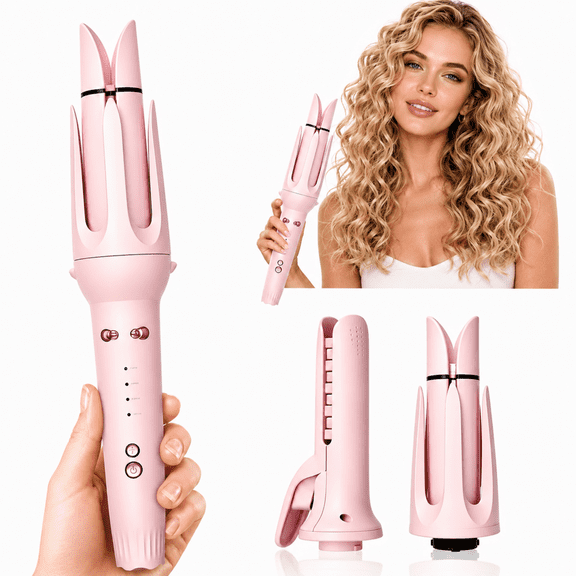 Lefinee 2-in-1 Hair Styler with Automatic Curling and Crimping Attachments, Adjustable Temperature, Dual Voltage