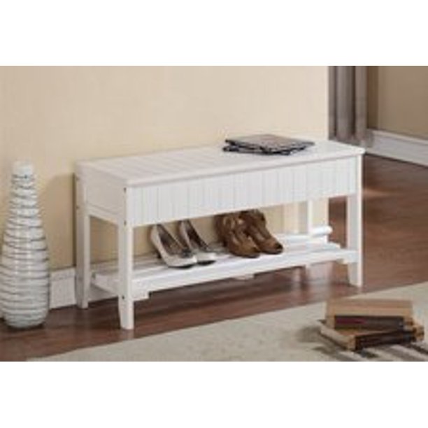 Legacy Decor Solid Wood Shoe Bench Rack With Storage White Finish Walmart Com Walmart Com