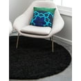 thumbnail image 6 of Unique Loom Solid Shag Collection Area Rug (6' 1" Round Jet Black), 6 of 7