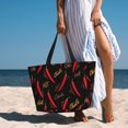 thumbnail image 4 of KLL Hot Chili Print Large Beach Tote Bag Women Waterproof Sandproof Zipper Beach Tote Bag for Pool Gym Grocery Travel with Wet Pocket, 4 of 7