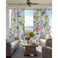 thumbnail image 4 of Watercolor Flower Blackout Curtains, Light Blocking Print Window Curtains, Spring Farm Leaf Country Floral Retro Thermal Insulated Window Drapes for Living Room Kitchen Cafe 2 Panels, 55"W x 39"L, 4 of 9