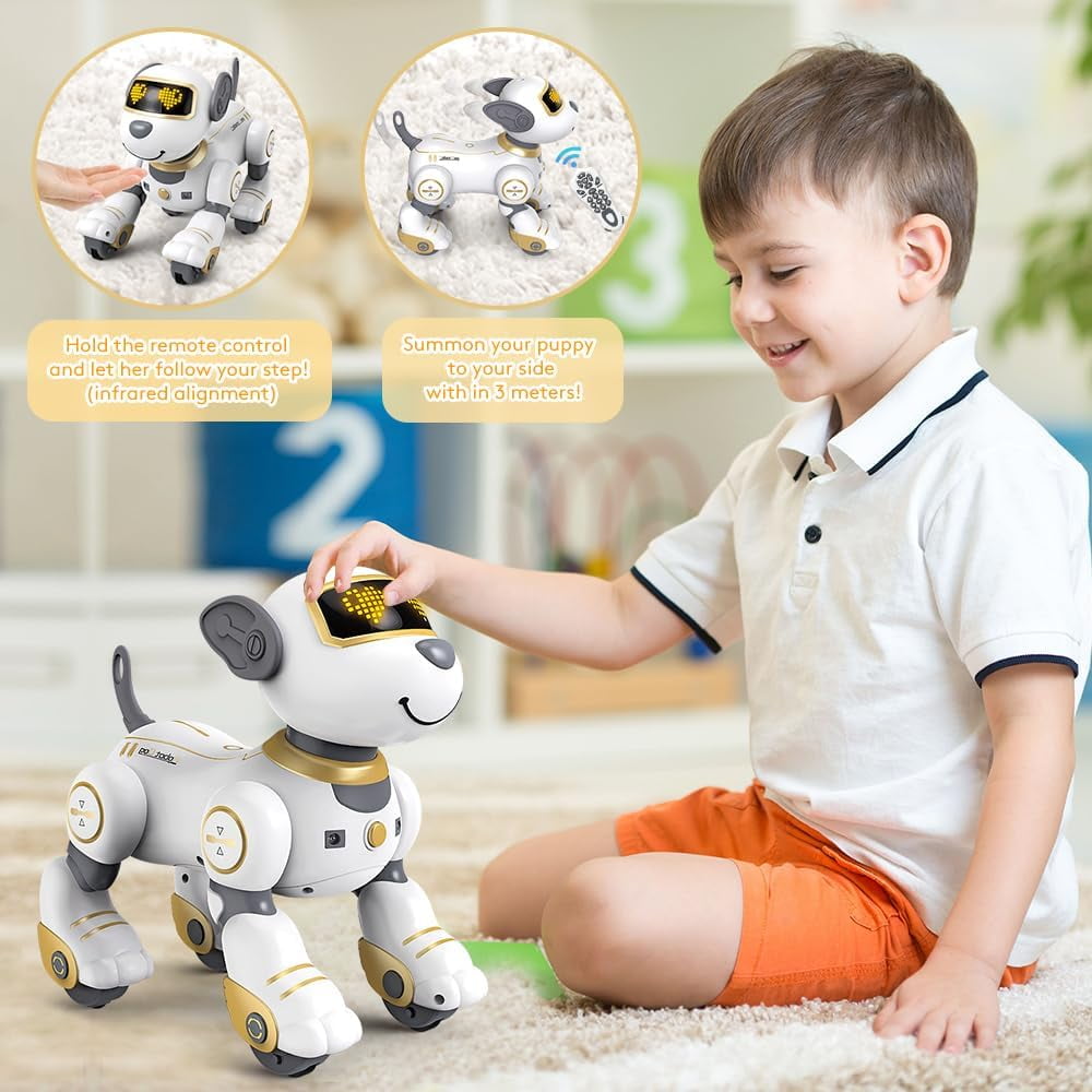 Robot Dog Toy,Intelligent Robot Dog,Robot Dog for Kids ,Remote Control Dog Toy Interactive Robot Pet,Robotics Toys,Programmable Sing & Dance Design Christmas Gifts Kids Age 3 5 4-13 Year, Gold