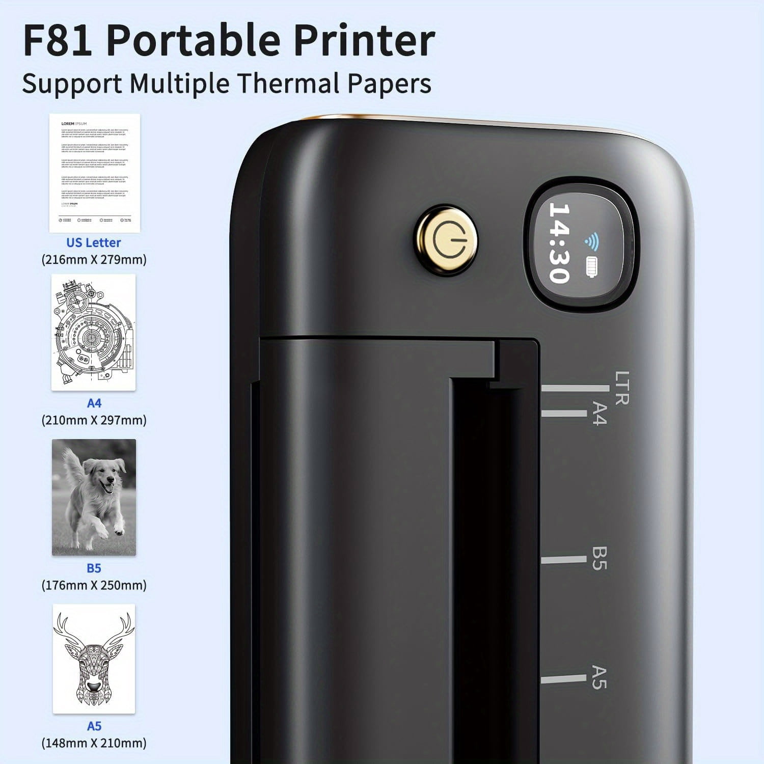 FANRUINA F81 Portable Thermal Printer, Wireless And Inkless Printing For Smartphones, Laptops, A4/Letter Support, 203 DPI High Resolution, And Travel-Friendly