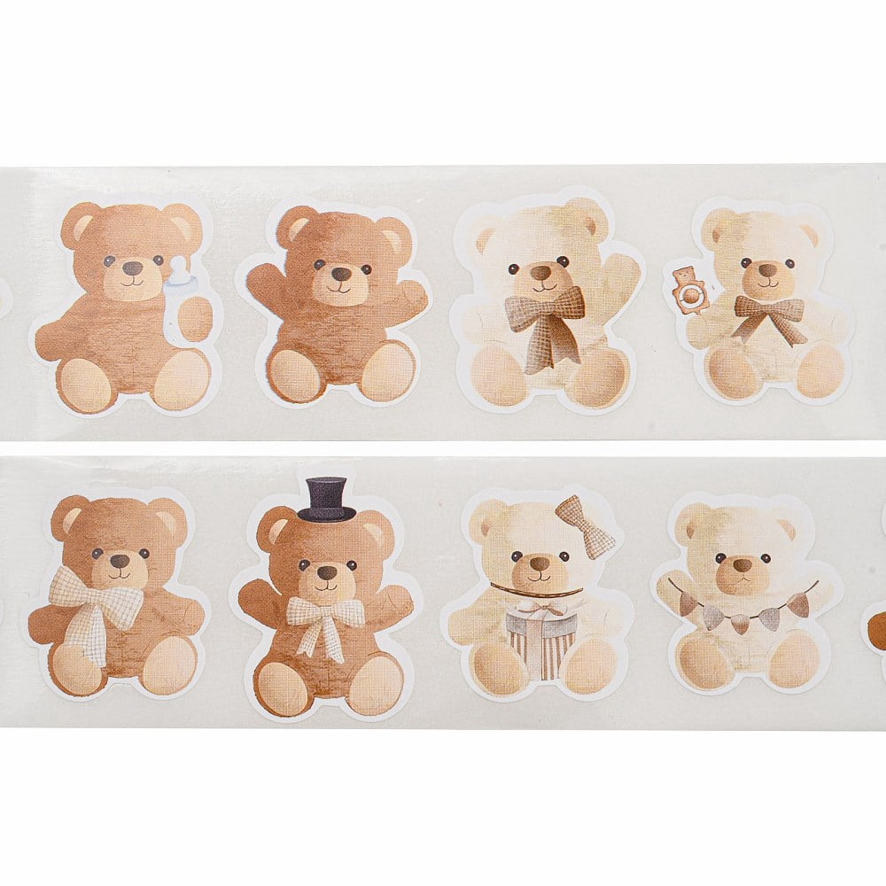 10rolls Paper Stickers Self-adhesive Decals Cartoon Bear BurlyWood 27~34x25~26mm 500pcs/roll