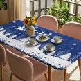 thumbnail image 3 of Navy Blue Christmas Table Cloths for 5 Foot Rectangle Tables, Xmas Elk Tree Snowflake Forest Patio Waterproof Elastic Fitted Tablecloths, Washable Rectangular Table Cover for Camping, 3 of 8