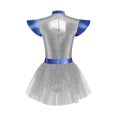 thumbnail image 4 of iiniim Women's Space Themed Alien Cosplay Dress Metallic Shiny Leotard Tutu Skirt for Halloween Carnivals Silver XL, 4 of 7