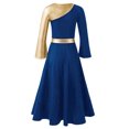 thumbnail image 2 of RUNQHUI Robe de Danse Métallique Dorée pour Filles, Prière Lituricale, Danse Bleu Royal 4, 2 of 7