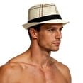 thumbnail image 2 of Bxsruta Men's Straw Fedora Hat Lightweight Breathable Summer Sun Hat Wide Brim Panama Style Outdoor UV Protection Beach Vacation Casual Headwear, 2 of 5