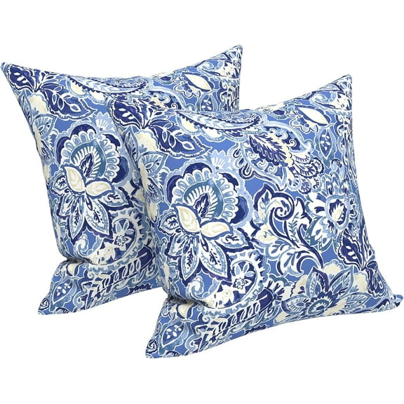 Outdoor/Indoor Throw Pillows Covers, Decorative Throw Pillows Covers , 18"x18" Square Throw Pillows Covers Bed, Couch, and Patio Furniture, Set of 2, Floral Bluish Violet