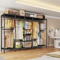 thumbnail image 3 of EnHomee 88.2"W Clothes Rack Portable Closet Rack Loads 1200lbs Capacity Freestanding Wardrobe Closet with Adjustable Shelves, Black, 3 of 8