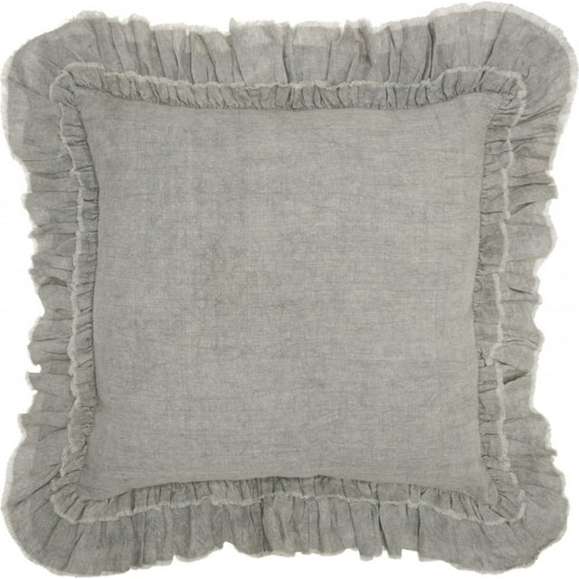 homeroots home decor 386191 Dainty Ruffle Edged Light Gray Throw Pillow