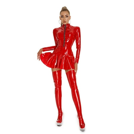 Yuhangmm Women s Dress Leather Zipper Sparkly Dress Stocking Sexy Underwear plus Lingerie for Women plus Size
