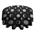 thumbnail image 4 of Black White Sun Moon Face Star Pattern Round Tablecloth 60"x60",Wrinkle Wipeable Table Cloth for Kitchen Dining Room Picnic Patio Party, 4 of 6