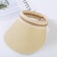 thumbnail image 2 of Straw Visor Hat Foldable Roll-up Beach Summer Hat Sun Protection Cap for Women, 2 of 6