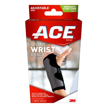 ACE Brand Reversible Splint Wrist Brace, Adjustable, Gray, 1/Pack