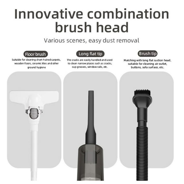Plastic Vacuum Hand Held Ergonomic Handle Detachable Reusable Transparent Case Battery Operated Dust Remover Cleaning Machine Black