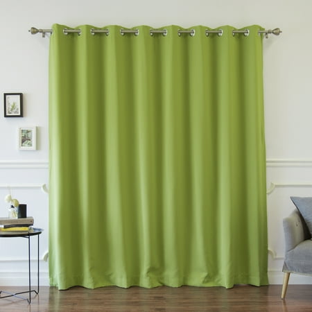 Quality Home Wide Basic Silver Grommet Blackout Curtain Green