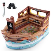 Redsmile Inflatable Pirate Ship Playhouse for Toddlers, Indoor Playground with Built-in Motor, Toy Sword and Pirate Hat, Kids Play Tent for 2 Kids 3+, Christmas Gift, Brown