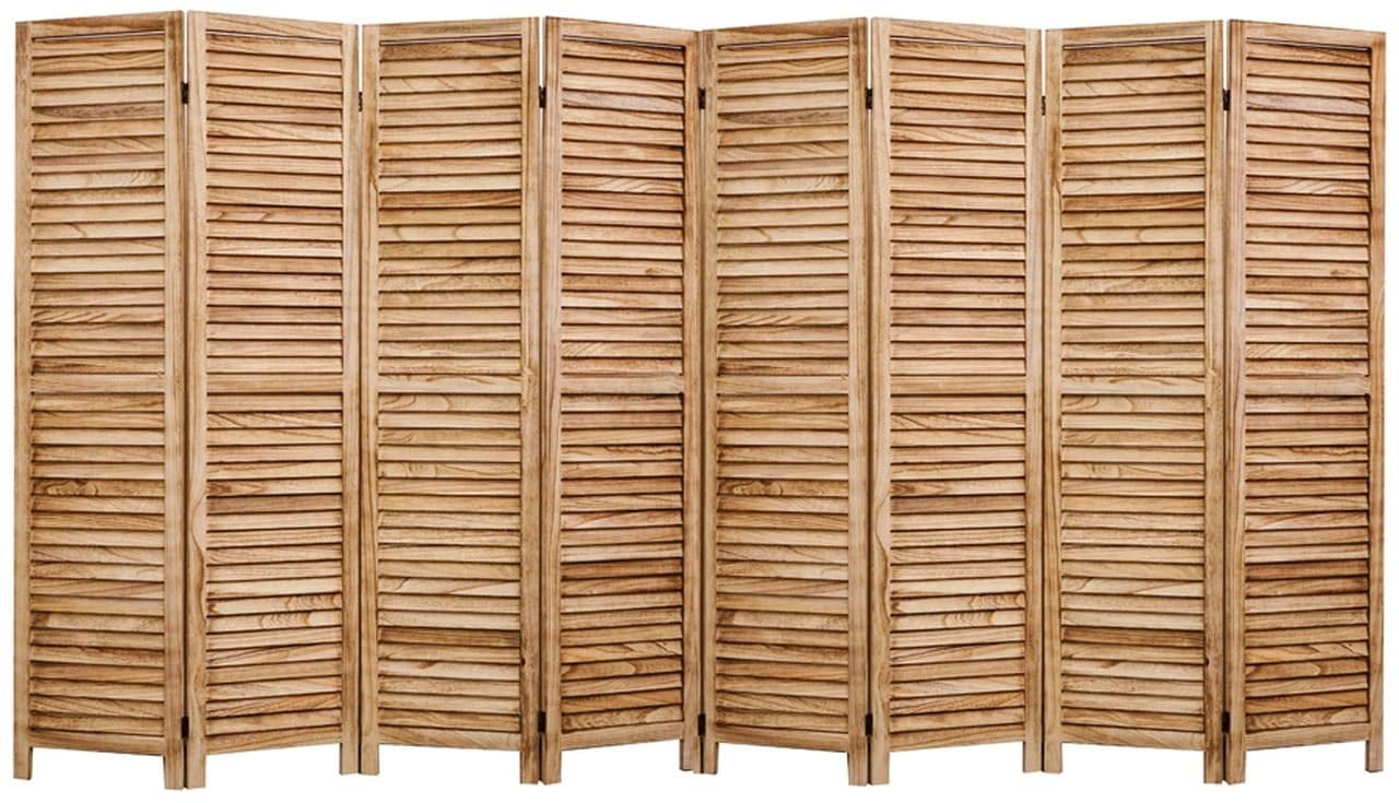 Legacy Decor Full Length Wood Shutters Louver 8 Panel Room Divider, 67