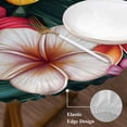 thumbnail image 4 of Red Yellow Althea Round Fitted Table Cover Watercolor Flowers Tropical Plants Waterproof Table Cloth with Elastic Edge Wipeable Tablecloth for Picnic Camping Party Fits 45"-54" Diameter, 4 of 8