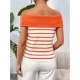 thumbnail image 5 of Womens Sweater Tops Summer Off Shoulder Sweaters Boat Neck Sleeveless Relaxed Fit Knitted Pullover Top Orange S, 5 of 10
