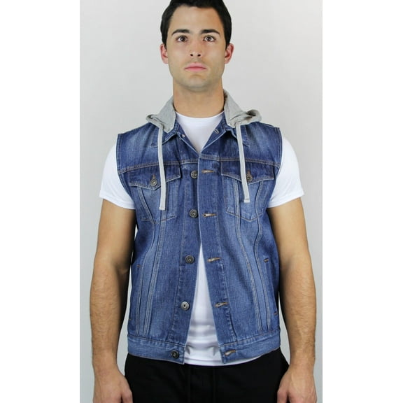 Blue Ocean Mens Denim Vest w/Detachable Hood (jv-015)