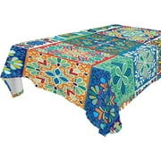 SKYSONIC Mexican Talavera Tablecloth Waterproof Washable Polyester Square Table Cover Durable Tablecloth for Kitchen Dining Table Party Decor (60 X 60 Inch)