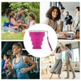 thumbnail image 5 of Unique Bargains 1 Pc Collapsible Cups Portable Folding Cup with Wrist Strap Folded Height 2.5cm Camping Water Cup 200ml Rose Red, 5 of 5