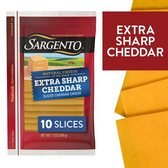 Sargento® Sliced Extra Sharp Natural Cheddar Cheese, 10 slices