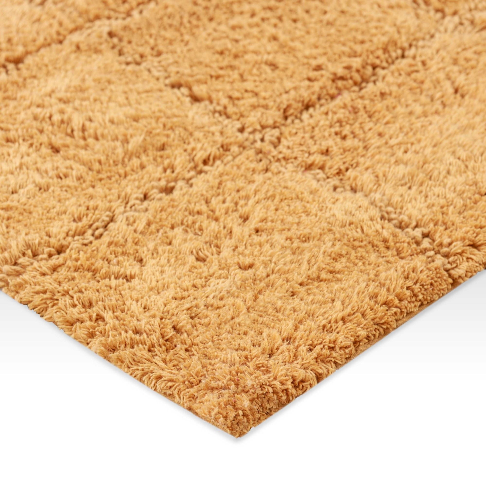 Superior Checkered Non-Slip Cotton 3-Piece Bath Rug Set with Runner, Rust