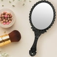 thumbnail image 5 of Vintage Handheld Mirror, Small Hand Held Decorative Mirrors For Face Makeup Embossed Flower Portable Antique Travel Personal Cosmetic Mirror - Black, 5 of 6