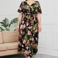 thumbnail image 2 of New Summer Dresses for Women 2024 Plus Size Print Plus-Size Dress V-Neck Short Sleeve Elastic Waist Dress Beach Dress Sun Dress Ruffled Flowy Midi Dress 50% off Clearance!, 2 of 9