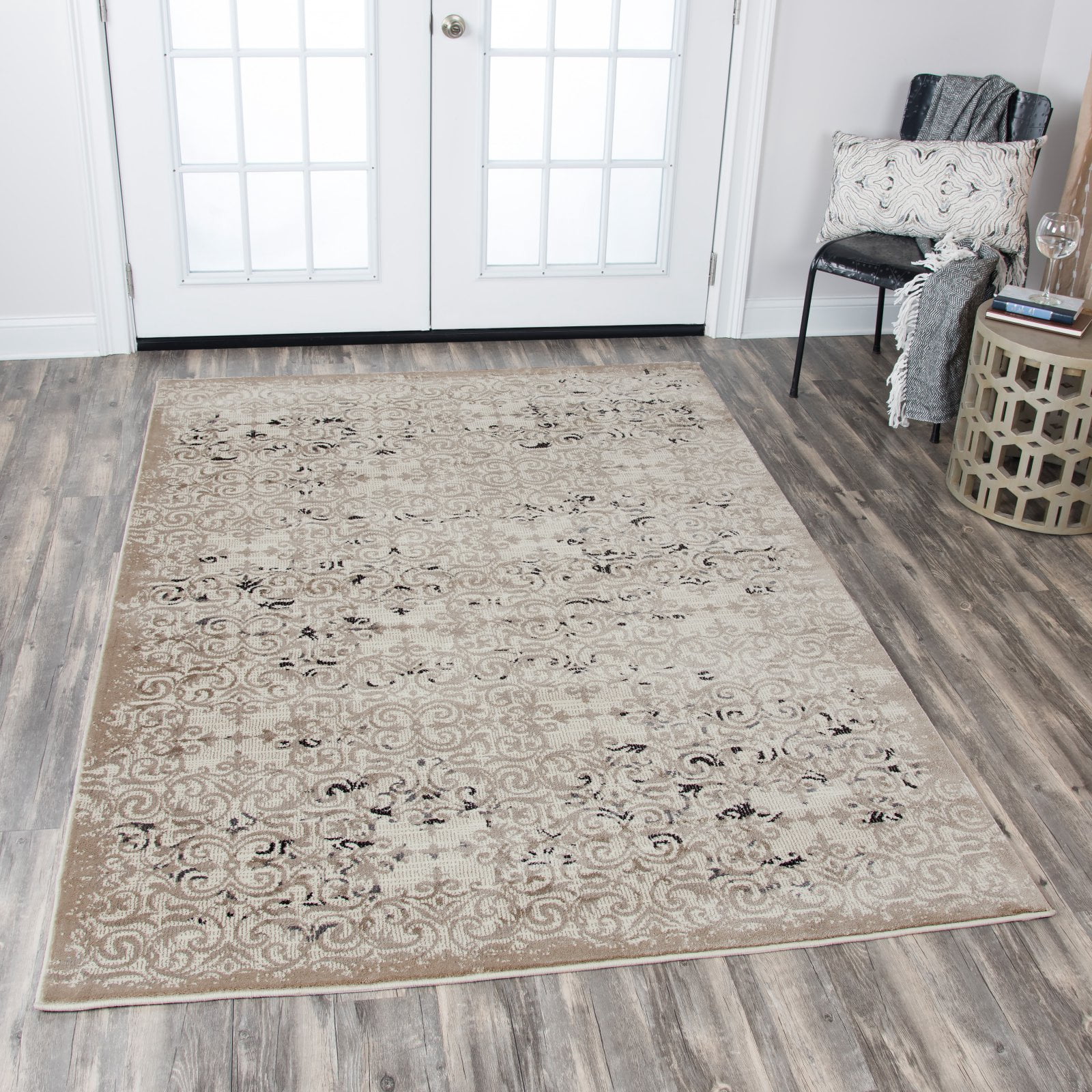 Rizzy Rugs Panache Area Rug PN6970 Beige Swirls Curls 3' 3" x 5' 3" Rectangle