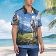thumbnail image 3 of Fuzoiu Blue Sky Dog Print Hawaiian Shirt for Men, Summer Beach Casual Short Sleeve Button Down Shirts, Men’s Beach Summer Shirts with Pocket,XX-Large, 3 of 7