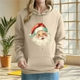 thumbnail image 2 of Christmas Hoodies for Women Santa Holiday Graphic Long Sleeve Pullover Sweatshirt with Pocket Khaki L, 2 of 5