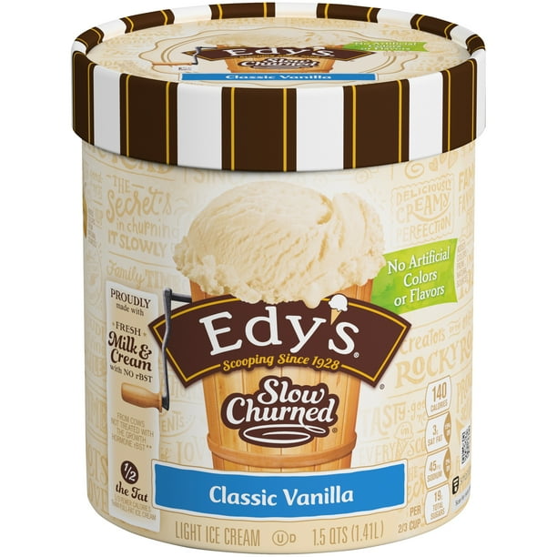 Edy's Slow Churned Classic Vanilla Light Ice Cream, 1.5 qt Tub