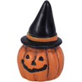 thumbnail image 4 of Mini cabeza de calabaza artesanal de resina con sombrero, adorno de Halloween, miniatura de jardín para fiesta de Halloween, 1 ud., 4 of 5