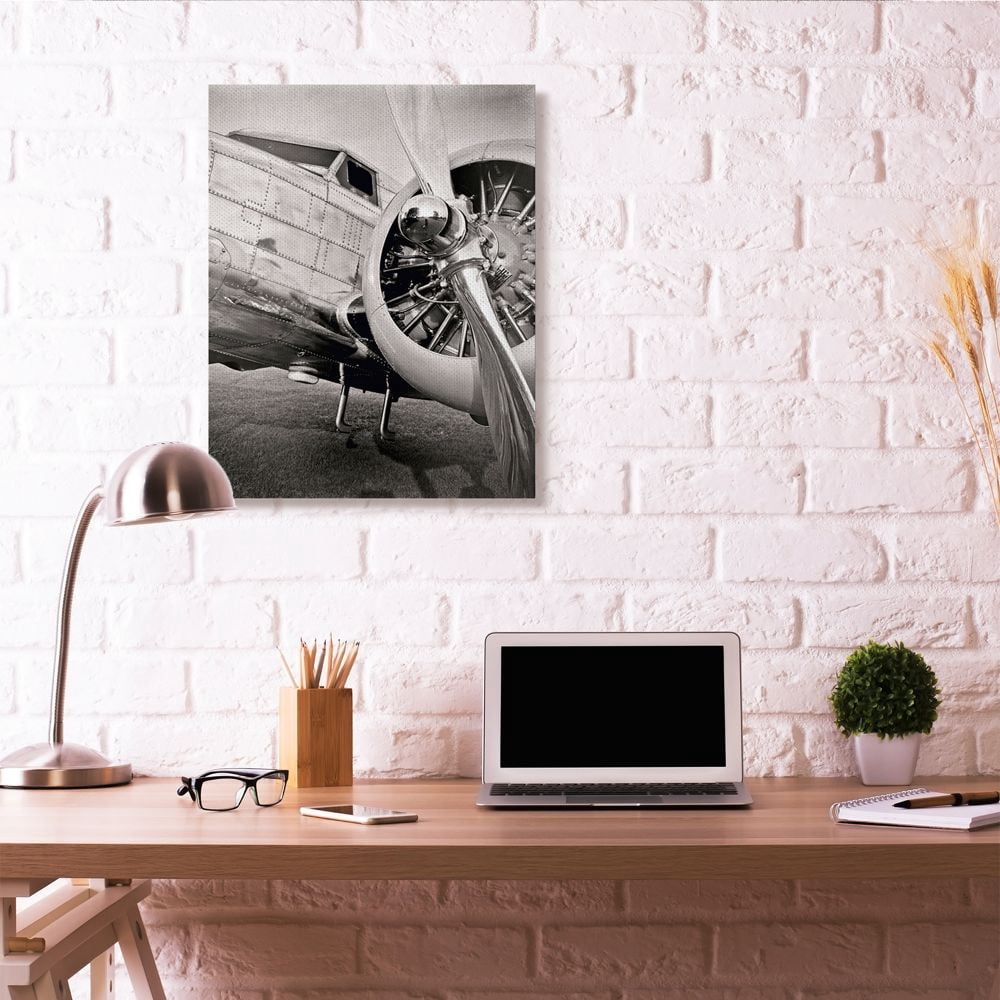 Stupell Industries Old School Vintage Airplane Propeller Black And White Photograph Canvas Wall Art by John Slemp
