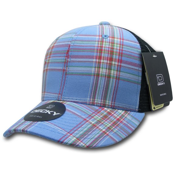 Decky 6018 6 Panel Mid Profile Structured Plaid Trucker Hat-112/Black