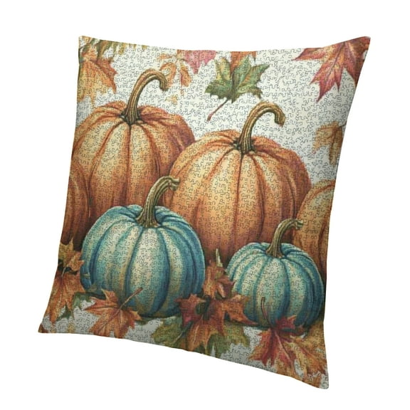 Patifu Pumpkin Throw Pillow Cover  Halloween Autumn Fall Vegetable Colorful Pumpkins Green Leaf Rectangle Pillow Cases Home Decorative Cushion Cover for Bed Sofa 12x12in