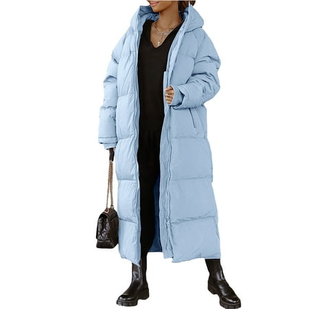 

Ma&Baby Women s Warm Heavy Long Winter Down Coat Loose Zipper Hooded Parka Outerwear