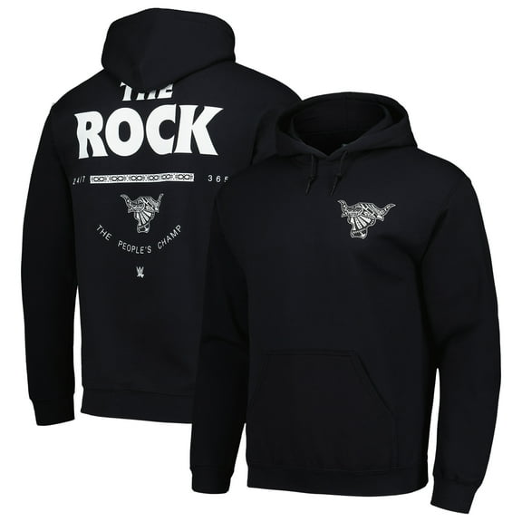Men's Ripple Junction Black The Rock Push The Page Fleece Pullover Hoodie