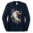 thumbnail image 2 of Torn Ripped Eagle Claws Animal Lover Mens Long Sleeve Shirt, Navy, 2XL, 2 of 3