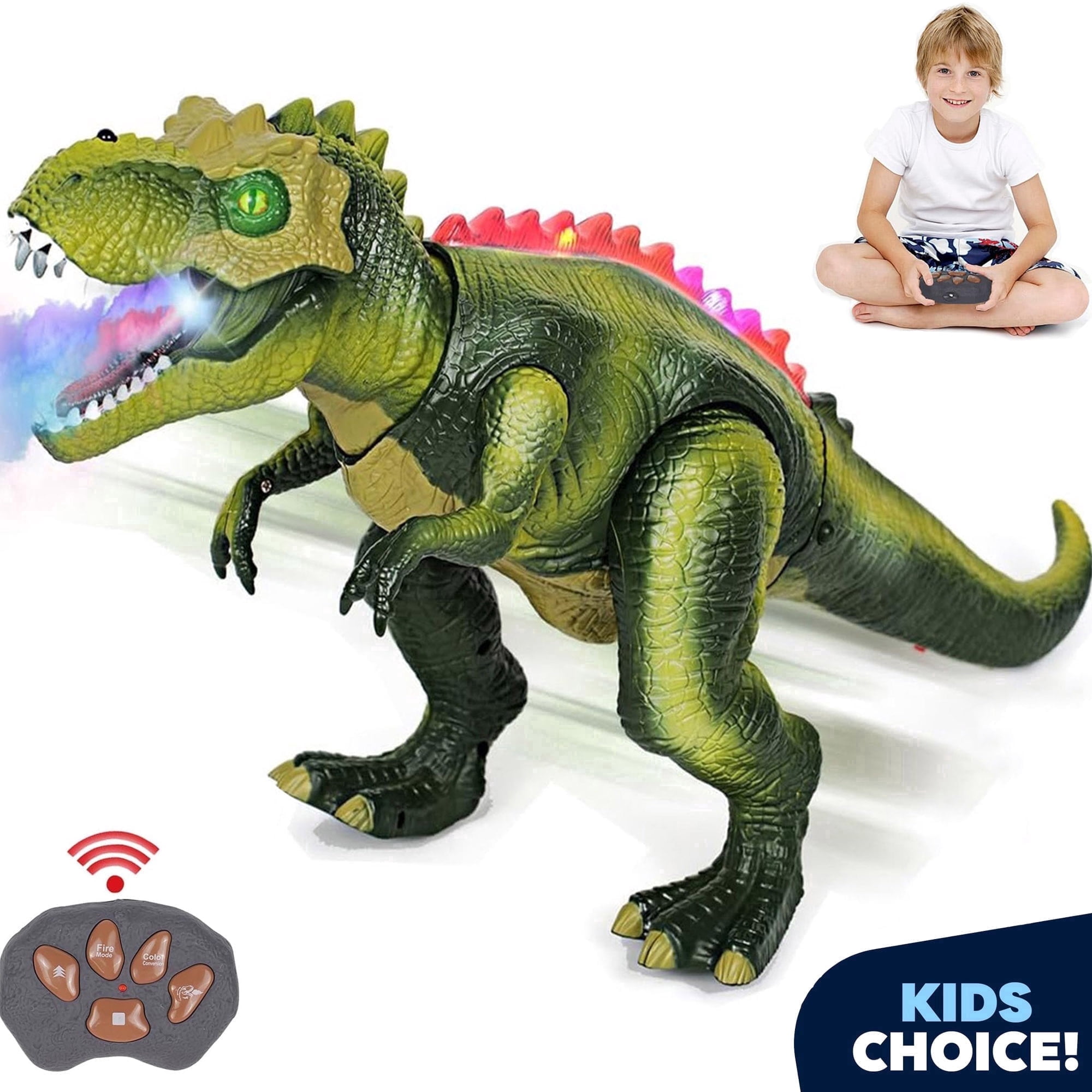 Gmdisc Remote Control Dinosaur Toys for Kids,Walking RC Dinosaur Toys with Light,Colorful Sprays and Roars Sounds,Electric Animal Toy for Boys Girls 3+ Years Old