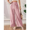 thumbnail image 4 of Women Linen Palazzo Pants Summer Boho Wide Leg High Waist Casual Lounge Pant 2026 Beach Travel Vacation Outfits Pink M, 4 of 8