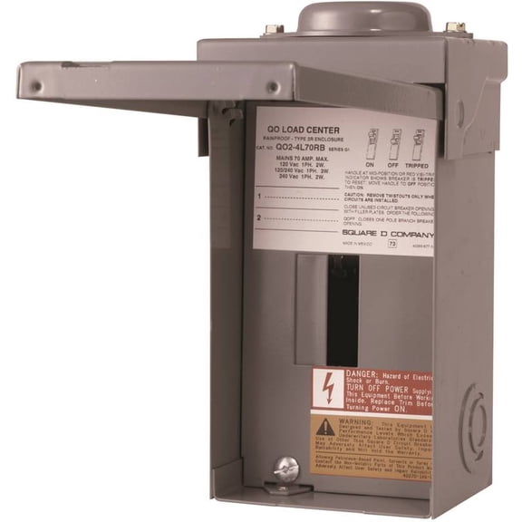 Square D QO 70A 2-Space 4-Circuit Raintight Main Lug Load Center QO24L70RBCP